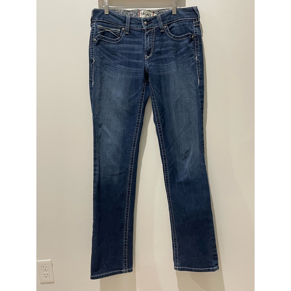 Ariat Womens Jeans Blue 31XL Stretch Denim REAL Straight Western Cowgirl Pants